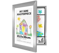Americanflat Cadre Dessin Enfant à Changer A4 Argenté avec Passe-partout et 25,4 x 31,8 sans Passe-partout - Cadres avec Ouverture Frontale Pouvant Contenir 100 pièces
