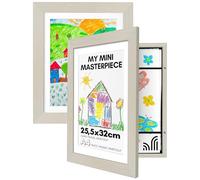 Americanflat Cadre Dessin Enfant à Changer A4 Bois Clair avec Passe-partout et 25,4 x 31,8 sans Passe-Partout - Cadres avec Ouverture Frontale Pouvant Contenir 100 pièces - Lot de 2