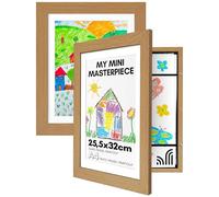 Americanflat Cadre Dessin Enfant à Changer A4 Chêne Foncé avec Passe-partout et 25,4 x 31,8 sans Passe-Partout - Cadres avec Ouverture Frontale Pouvant Contenir 100 pièces - Lot de 2