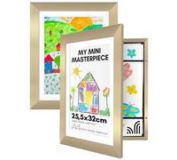 Americanflat Cadre Dessin Enfant à Changer A4 Doré avec Passe-partout et 25,4 x 31,8 sans Passe-Partout - Cadres avec Ouverture Frontale Pouvant Contenir 100 pièces - Lot de 2