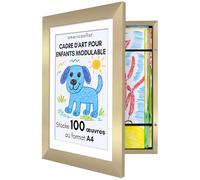 Americanflat Cadre Dessin Enfant à Changer A4 Doré avec Passe-partout et 25,4 x 31,8 sans Passe-partout - Cadres avec Ouverture Frontale Pouvant Contenir 100 pièces