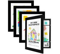 Americanflat Cadre Dessin Enfant à Changer A4 Noir avec Passe-partout et 25,4 x 31,8 sans Passe-Partout - Cadres avec Ouverture Frontale Pouvant Contenir 100 pièces - Lot de 4