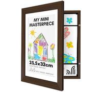 Americanflat Cadre Dessin Enfant à Changer A4 Noyer avec Passe-partout et 25,4 x 31,8 sans Passe-partout - Cadres avec Ouverture Frontale Pouvant Contenir 100 pièces