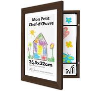 Americanflat Cadre Dessin Enfant à Changer A4 Noyer avec Passe-partout et 25,4 x 31,8 sans Passe-partout - Cadres avec Ouverture Frontale Pouvant Contenir 100 pièces