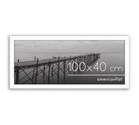 Americanflat Cadre Photo 100x40 cm Blanc - Bois MDF avec Vitre Plexi Poli & Matériel de Suspension - Cadre Photo Grand Format 40x100 cm - Suspension Horizontale ou Verticale