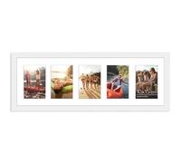 Americanflat Cadre Photo 10x15 cm Blanc - Cadre Pêle-Mêle 20x61 cm sans Passe-Partout ou avec Passe-Partout pour Cinq Photos 15x10 cm avec Verre Résistant aux Chocs