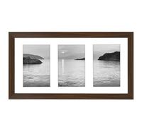 Americanflat Cadre Photo 10x15 cm Noyer - Cadre Pêle-Mêle 20x36 cm sans Passe-Partout ou avec Passe-Partout pour Trois Photos 15x10 cm avec Verre Résistant aux Chocs