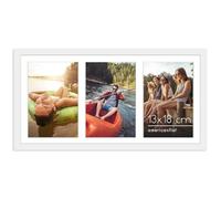 Americanflat Cadre Photo 13x18 cm Blanc - Cadre Pêle-Mêle 20x41 cm sans Passe-Partout ou avec Passe-Partout pour Trois Photos 18x13 cm avec Verre Résistant aux Chocs