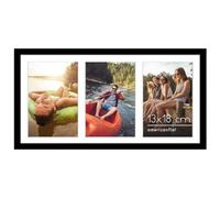 Americanflat Cadre Photo 13x18 cm Noir - Cadre Pêle-Mêle 20x41 cm sans Passe-Partout ou avec Passe-Partout pour Trois Photos 18x13 cm avec Verre Résistant aux Chocs