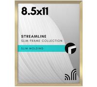 Americanflat Cadre Photo 22x28 cm Doré - Cadre Photo Vitre Antichoc - Bordure Fine - Chevalet & Matériel de Suspension Intégré pour Mur et Surface Plane - Suspension Horizontale ou Verticale