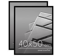 Americanflat Cadre Photo 40x50 cm Noir - Cadre 50x40 cm avec Bordure Fine, Plexi Poli, Matériel de Suspension Intégré pour Mur - Lot de 2