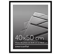 Americanflat Cadre Photo 40x50 cm Noir - Cadre Photo 35x45 cm avec Passe-Partout ou 40x50 cm sans Passe-Partout - Cadre 50x40 cm - Vitre Plexi Poli - Suspension Verticale ou Horizontale
