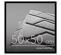 Americanflat Cadre Photo 50x50 cm Noir - Cadre Photo Mural avec Plexi Poli - Bordure Fine - Matériel de Suspension Intégré pour Mur
