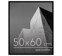 Americanflat Cadre Photo 50x60 cm Noir - Cadre Photo Plexi Poli - Bordure Fine - Matériel de Suspension Intégré pour Mur - Suspension Horizontale ou Verticale
