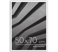Americanflat Cadre Photo 50x70 cm Blanc - Cadre Photo Plexi Poli - Bordure Fine - Matériel de Suspension Intégré pour Mur - Suspension Horizontale ou Verticale
