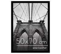 Americanflat Cadre Photo 50x70 cm Noir - Cadre Photo Bois MDF avec Acrylique Résistant aux Chocs & Matériel de Suspension - Cadre Puzzle 50x70 - Possibilité de Suspension Horizontale ou Verticale