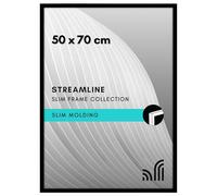 Americanflat Cadre Photo 50x70 cm Noir - Cadre Photo Plexi Poli - Bordure Fine - Matériel de Suspension Intégré pour Mur - Suspension Horizontale ou Verticale