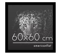 Americanflat Cadre Photo 60x60 cm Noir - Bois MDF avec Vitre Plexi Poli & Matériel de Suspension - Cadre Photo Carré 60x60 cm - Suspension Murale