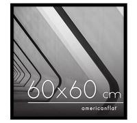 Americanflat Cadre Photo 60x60 cm Noir - Cadre Photo Mural avec Plexi Poli - Bordure Fine - Matériel de Suspension Intégré pour Mur