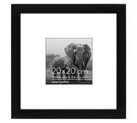 Americanflat Cadre photo 8x8 noir - Affiche 4x4 avec passe-partout et 8x8 sans passe-partout - Bois d'ingénierie avec verre incassable - Formats horizontaux et verticaux pour mur et table
