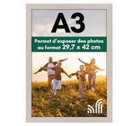 Americanflat Cadre Photo A3 Bois Clair - Cadre A3 en MDF avec Verre Incassable Poli et Matériel de Suspension Intégré - Format Horizontal et Vertical pour Mur