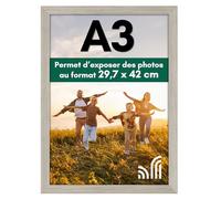 Americanflat Cadre Photo A3 Bois Flotté - Cadre A3 en MDF avec Verre Incassable Poli et Matériel de Suspension Intégré - Format Horizontal et Vertical pour Mur