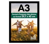 Americanflat Cadre Photo A3 Noir - MDF avec Verre Incassable Poli - Format Horizontal et Vertical pour Mur - 29,7x42 cm