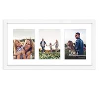 Americanflat Cadre Photo Blanc 25x50 cm avec Affichage de 3 Cadres Photos 12x17 cm - MDF avec Plexiglas - Formats Horizontaux et Verticaux pour le Mur