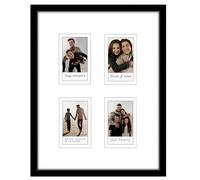 Americanflat Cadre photo noir de 22,9 x 27,9 cm - Mini cadre instantané avec quatre ouvertures de cadre photo de 5,1 x 7,6 cm - Cadre photo de collage avec double passe-partout blanc et couverture en