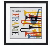 Americanflat Cadre pour Disque Vinyle 38x38 cm avec Verre Résistant aux Éclats - Utilisez comme Cadre pour Pochette de Disque 31,75x31,75 cm avec Passe-partout - Bois d'Ingénierie pour Mur - Noir