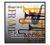Americanflat Cadre Vinyle 32x32 cm Noir - Cadre pour Album Vinyle en Aluminium avec Verre Incassable Poli et Design Minimaliste Épuré - Montage Mural