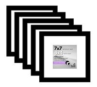 Americanflat Collection Galleria - Lot de 5 cadres photo de 10,2 x 10,2 cm avec passe-partout ou cadre de 17,8 x 17,8 cm sans passe-partout - pour affichage mural ou sur table avec vitre en plexiglas