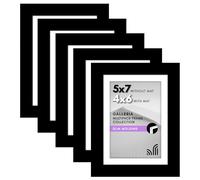 Americanflat Collection Galleria - Lot de 5 cadres photo de 10,2 x 15,2 cm avec passe-partout ou cadre de 12,7 x 17,8 cm sans passe-partout - pour affichage mural ou sur table avec vitre en plexiglas