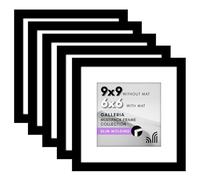 Americanflat Collection Galleria - Lot de 5 cadres photo de 15,2 x 15,2 cm avec passe-partout ou cadre de 22,9 x 22,9 cm sans passe-partout - pour affichage mural ou sur table avec vitre en plexiglas