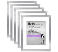 Americanflat Collection Galleria - Lot de 5 cadres photo de 20,3 x 25,4 cm avec passe-partout ou cadre de 28 x 35,6 cm sans passe-partout - cadre photo mural avec vitre en plexiglas poli - argenté