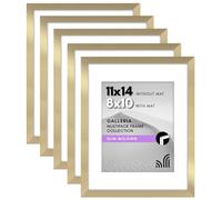 Americanflat Collection Galleria - Lot de 5 cadres photo de 20,3 x 25,4 cm avec passe-partout ou cadre de 28 x 35,6 cm sans passe-partout - cadre photo mural avec vitre en plexiglas poli - doré