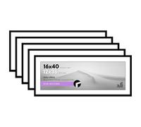 Americanflat Collection Galleria - Lot de 5 cadres photo de 30,5 x 91,5 cm avec passe-partout ou cadre de 40,6 x 101,6 cm sans passe-partout - cadre photo mural avec vitre en plexiglas poli - noir