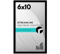 Americanflat Collection Streamline Cadre photo de 15,2 x 25,4 cm avec verre résistant aux chocs - Bordure fine, pour table et affichage mural - Matériel de suspension et chevalet inclus - Noir