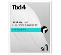 Americanflat Collection Streamline Cadre photo de 28 x 35,6 cm avec verre résistant aux chocs - Bordure fine, pour affichage mural - Matériel de suspension inclus - Blanc
