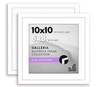 Americanflat Galleria Collection Lot de 2 cadres photo de 25,4 x 25,4 cm avec plexiglas poli - À utiliser comme passe-partout ou 25,4 x 25,4 cm sans passe-partout - Galerie pour table et décoration