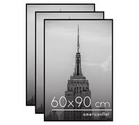 Americanflat Lot 3 Cadres Photo Noir - Cadre 60x90 cm avec Encadrement Fin - Vitre Plexi Poli - Matériel de Suspension Intégré pour Mur - Suspension Horizontale ou Verticale
