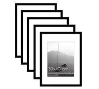Americanflat Lot Cadre Photo Mural Noir - 5 Cadres Photo de 22x28 cm avec Passe-Partout et 30x40 cm sans Passe-Partout - Matériel de Suspension en Dent de Scie Inclus