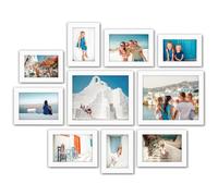 Americanflat lot de 10 Cadres Photos Blancs - (2) 20x25, (4) 12x18 et (4) 10x15 cm - Décoration Murale et Collages avec Verre Résistant aux Chocs, Matériel de Suspension et Chevalet