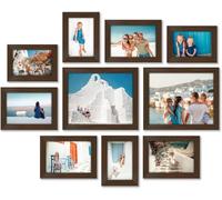 Americanflat Lot de 10 Cadres Photos - Cadre Photo Multiple avec Deux 20x25 cm, Quatre 13x18 cm et Quatre 10x15 cm- Décoration Murale et Collages avec Verre Résistant aux Chocs - Noyer