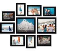 Americanflat Lot de 10 Cadres Photos - Cadre Photo Multiple avec Deux 20x25 cm, Quatre 13x18 cm et Quatre 10x15 cm- Décoration Murale et Collages avec Verre Résistant aux Chocs - Noir