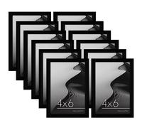 Americanflat Lot de 12 cadres photo 15,2 x 10,2 cm - Noir - Bois d'ingénierie avec verre poli - Formats horizontaux et verticaux pour mur et table