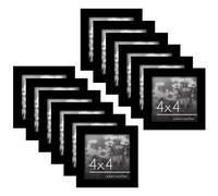 Americanflat Lot de 12 cadres photo carrés avec plexiglas poli et chevalet pour mur et table Noir 10 x 10 cm
