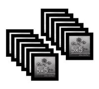 Americanflat Lot de 12 cadres photo carrés avec plexiglas poli et chevalet pour mur ou table Noir 12 x 12,7 cm