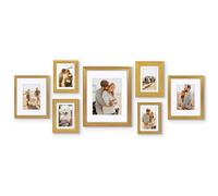 Americanflat Lot de 17,8 cm de cadre mural doré avec un cadre de 28 x 35,6 cm, deux cadres de 20,3 x 25,4 cm et quatre cadres de 12,7 x 17,8 cm - Décoration murale avec verre incassable et chevalet