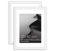 Americanflat Lot de 2 Cadres Photo 30x40 cm Blanc - Utilisation Comme Cadre Photo de 23x30 cm avec Passe-partout - Matériel de Suspension en Dents pour Suspension Horizontale ou Verticale
